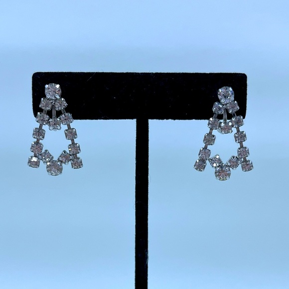 Jay Flex Sterling Vintage Rhinestone Screwback Earrings - Picture 3 of 5